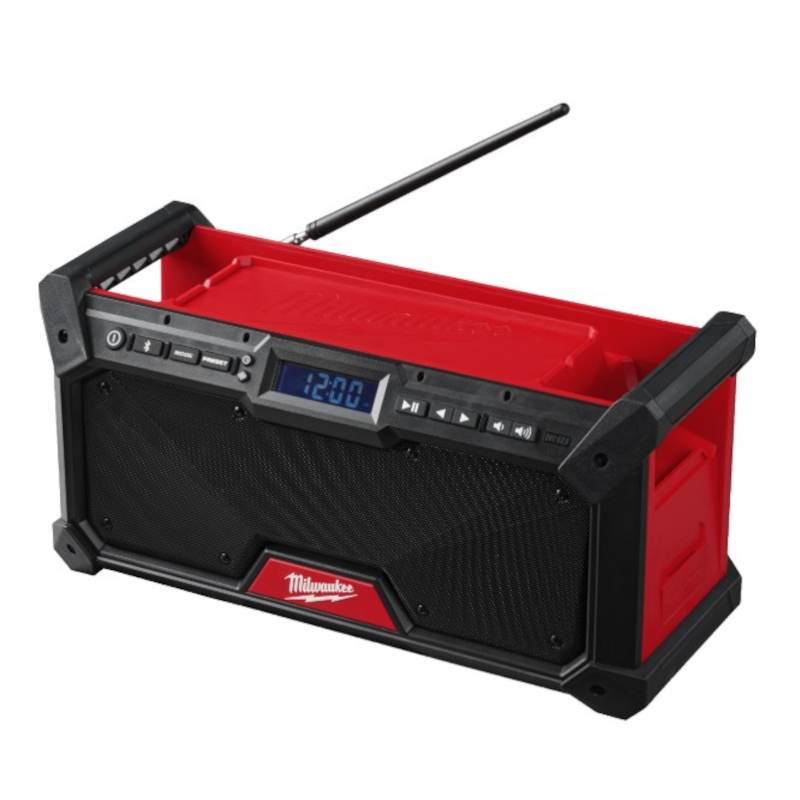 Front Seitenansicht Milwaukee M18 Akku-Baustellenradio mit DAB+ und Bluetooth