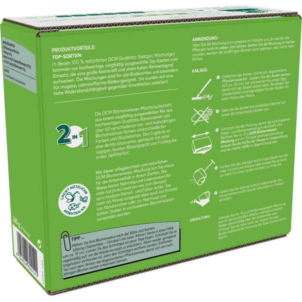 Blumensamen Blumenwiesen-Mischung (2in1) 265 g mit Rasensamen - Cuxin DCM