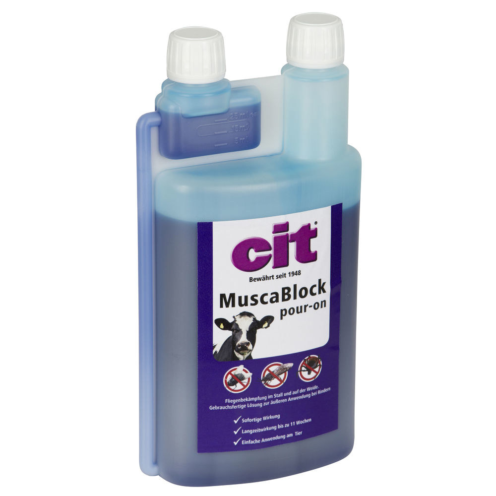 MuscaBlock pour-on 1L Fliegen / Gnitzen / Bartmücken / Blutsaugerbekämpfung am Rind