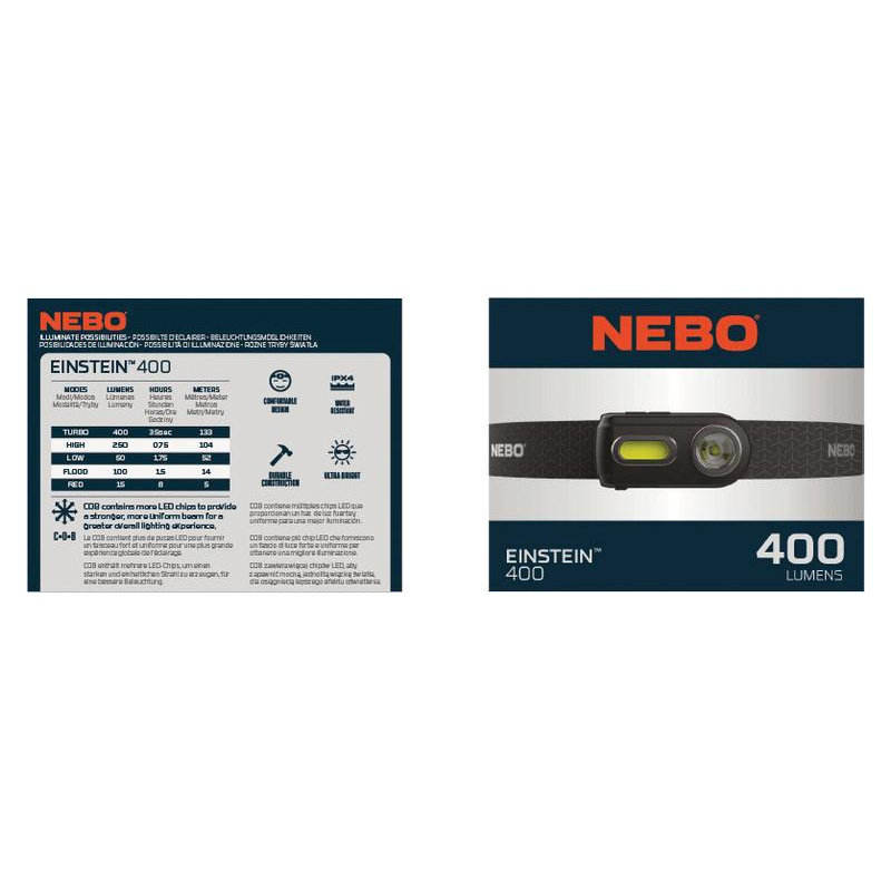 Stirnlampe wiederaufladbar | Nebo Einstein 400 | 400 Lumen
