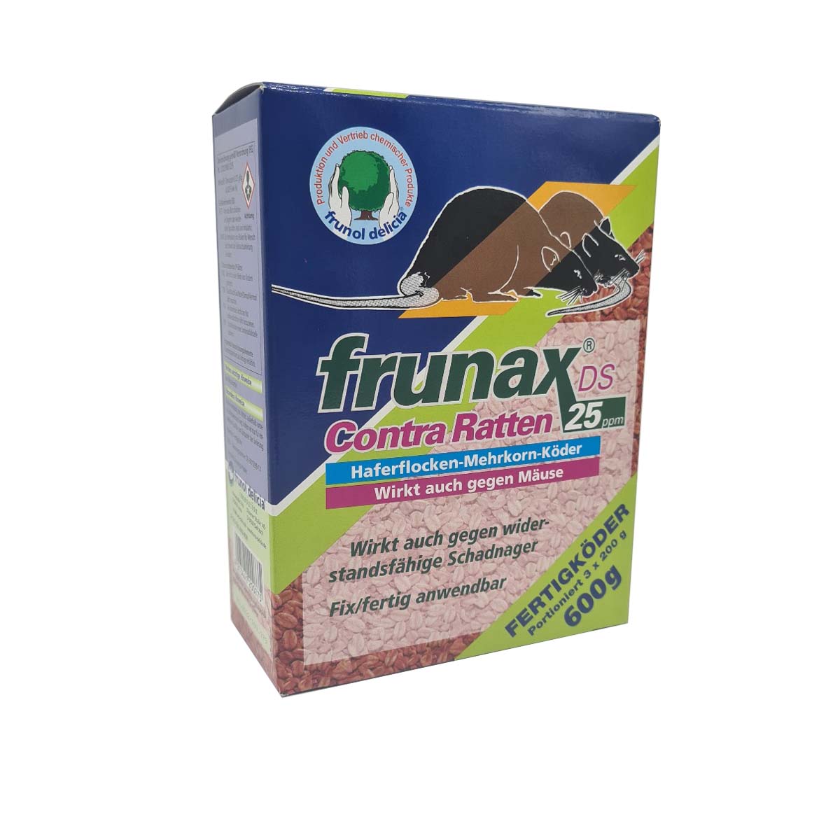 Frunax DS Contra Ratten 25ppm 3x200g Rattengift / Mäusegift Sachkundenachweispflichtig