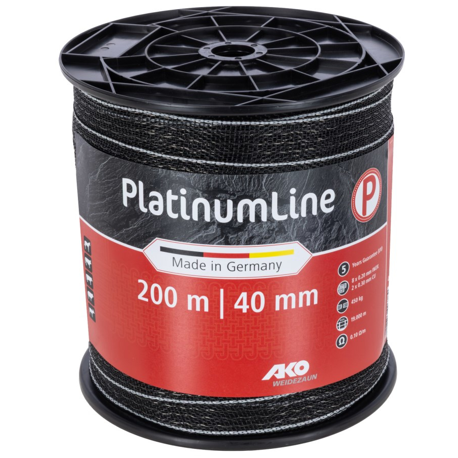 Weidezaunband PlatinumLine | 200 m x 40 mm | weiß - schwarz | AKO