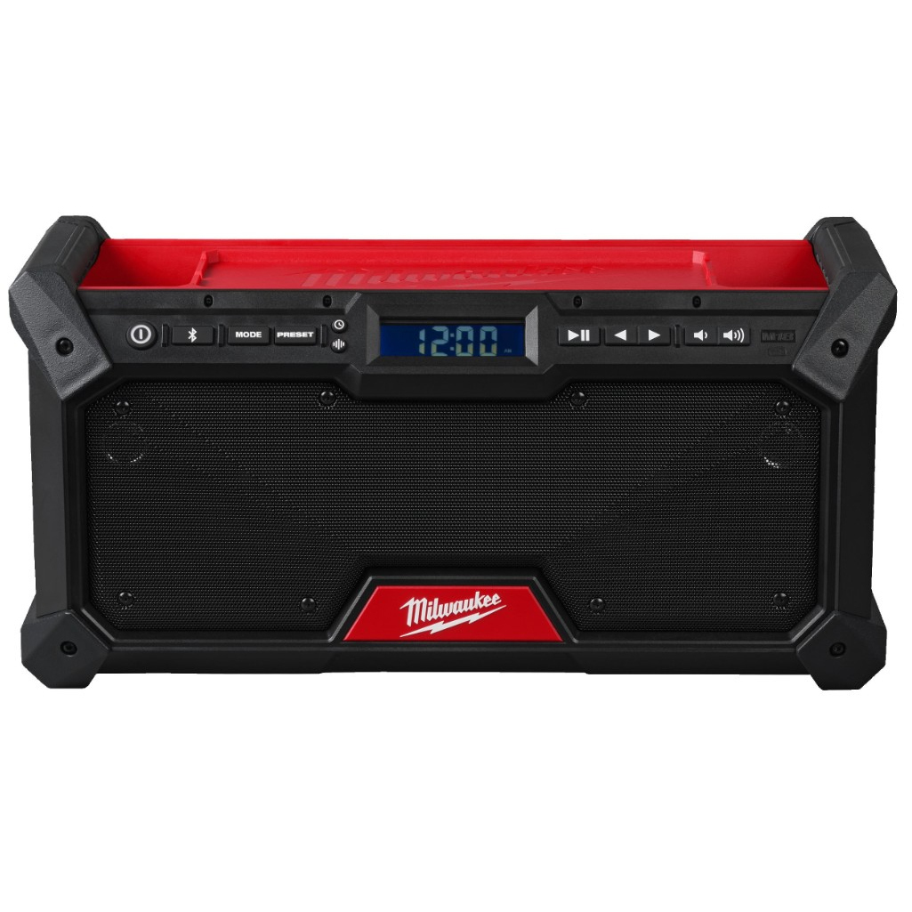 Frontansicht Milwaukee M18 Akku-Baustellenradio mit DAB+ und Bluetooth