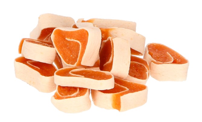 Hunde Snack Hähnchen und Seelachs eingerollt 100g 