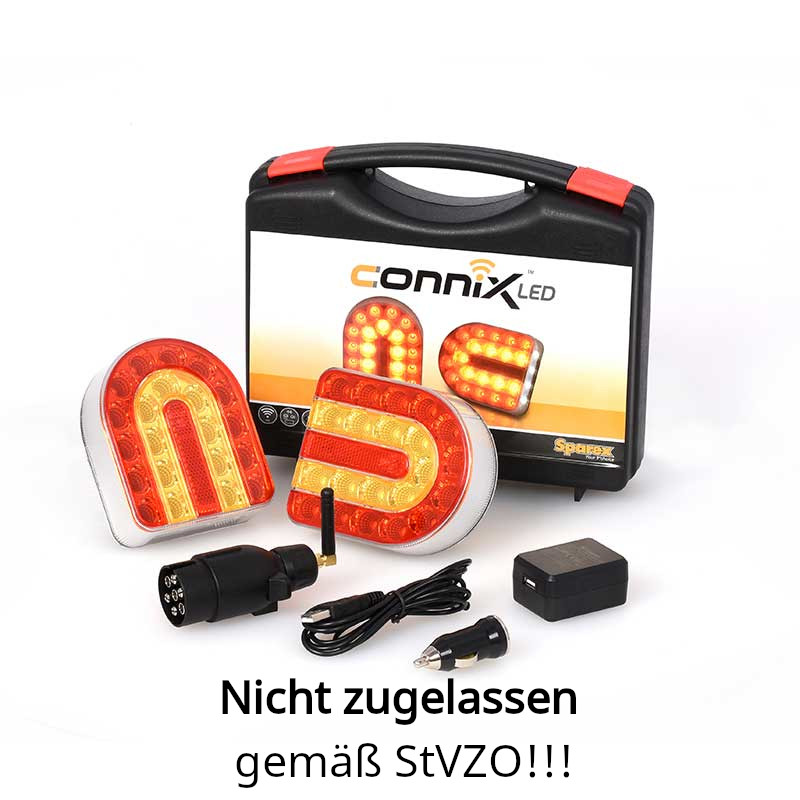 Connix Funk Leuchtensatz -Kabellose LED-Beleuchtung für Anhänger, Befestigung durch Magnet