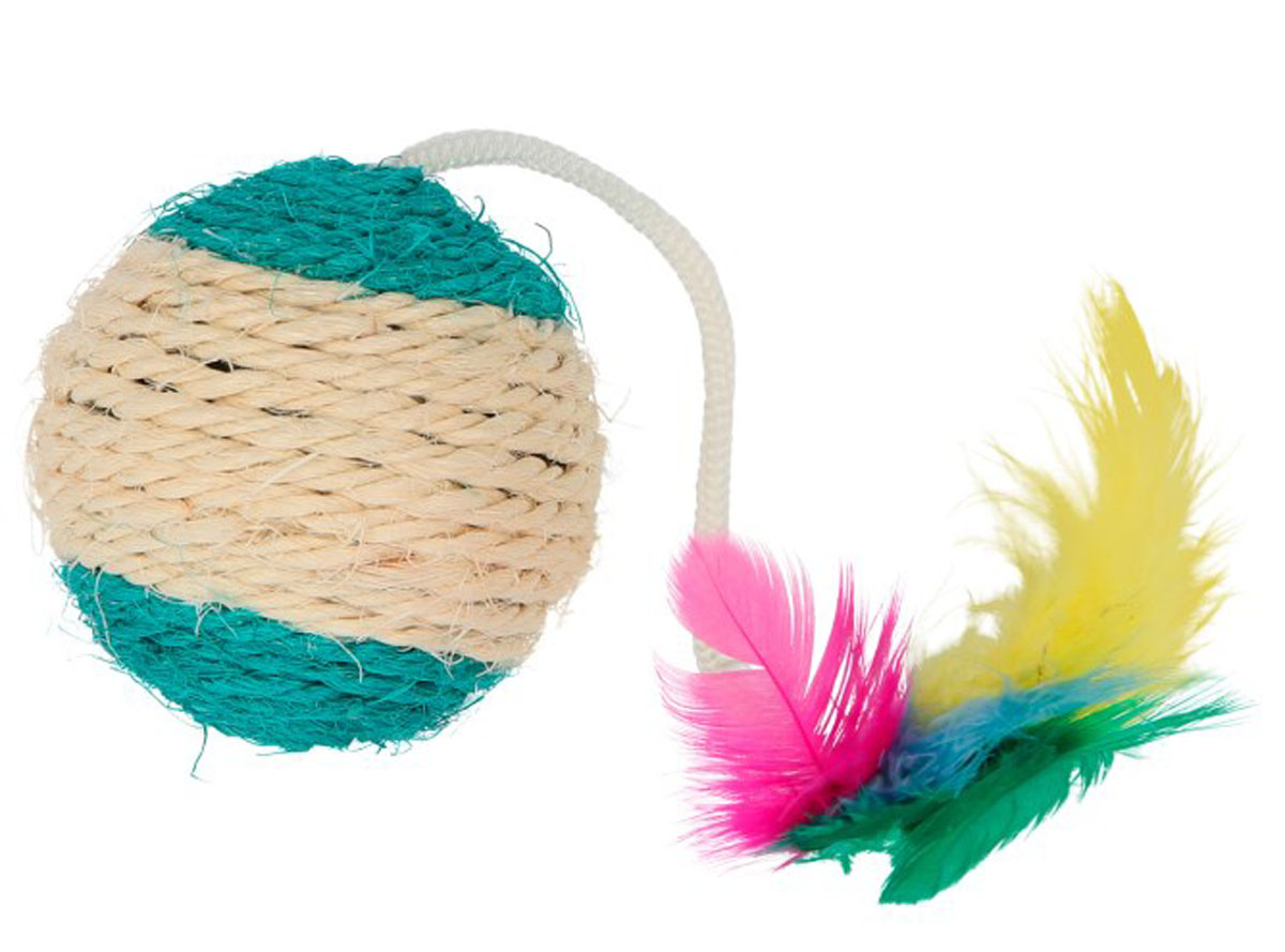 Sisal Spielball mit Rassel und Feder