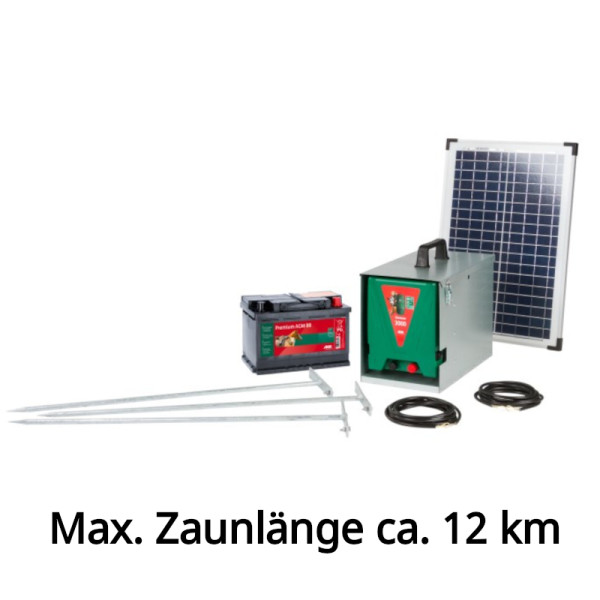 AKO Weidezaungerät Set Savanne 3000 12V 3 Joule inkl. Metallbox Solarweidezaungerät